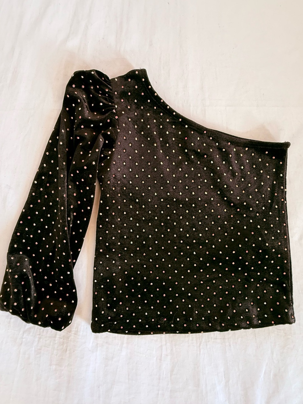 Zara Black One-Shoulder Velvet Top